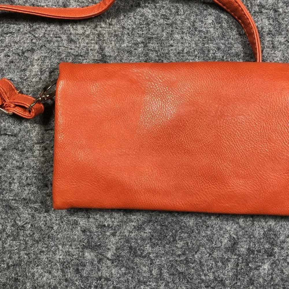 Michael Kors Crossbody Bag Womens Small Orange Leather Logo Zip MK Purse‎